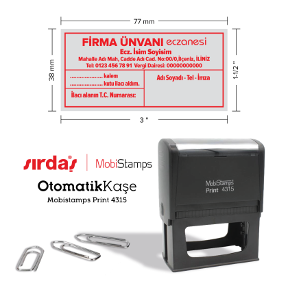 İlaç Teslim Tutanağı Kaşesi - 38 x 77 mm