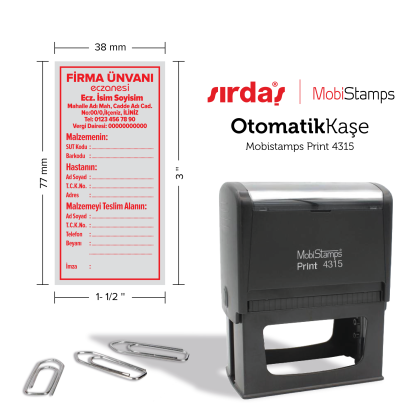 Malzeme Teslim Tutanağı Kaşesi - 38 x 77 mm