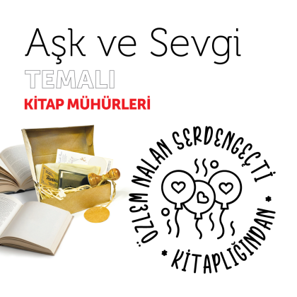 Kalpli Balon Aşk ve Sevgi Kitap Mührü / MMASK-025