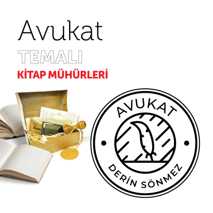 Kuş Tüyü Kalem Avukat Kitap Mührü / MMAVK-011