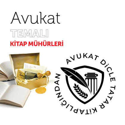 Kuş Tüyü, Sütun ve Armalı Avukat Kitap Mührü / MMAVK-030