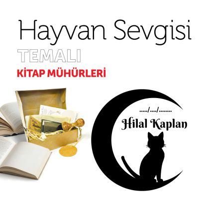 Hilal ve Kedi Hayvan Sevgisi Kitap Mührü / MMHAY-001