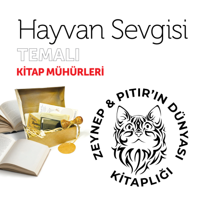 Sevimli Kedi Hayvan Sevgisi Kitap Mührü / MMHAY-004