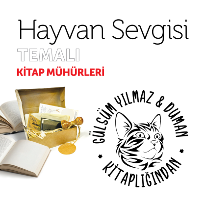 Sevimli Kedi Hayvan Sevgisi Kitap Mührü / MMHAY-005