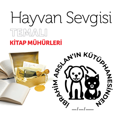 Kedili Köpekli Hayvan Sevgisi Kitap Mührü / MMHAY-014
